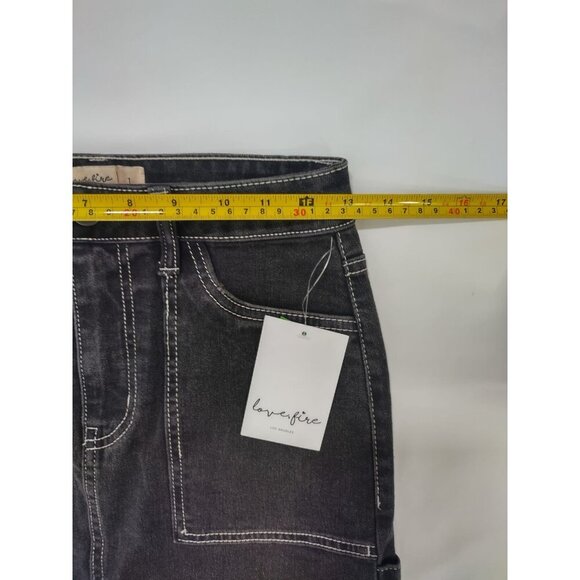 Love Fire Black High Waisted Denim Long Skirt with Pockets, Size 1, NWT - Picture 7 of 8